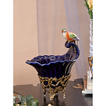 Чаша темно-синего цвета из фарфора с разноцветной птичкой Eden Garden porcelain and bronze варинант исполнения - 4 | Loft Concept в Твери