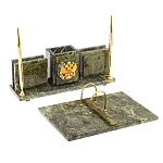 Настольный письменный набор из змеевика с гербом России Successful Leader варинант исполнения - 3 | Loft Concept в Твери