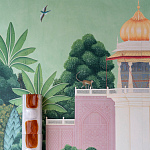 Обои ручная роспись Mahal Garden Original colourway on blue painted Xuan paper варинант исполнения - 3 | Loft Concept в Твери