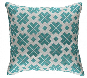 Декоративная Подушка бирюзовая геометрический орнамент