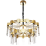 Двухъярусная люстра с прямоугольными хрустальными плафонами Glass Rectangles Gold Chandelier 76 варинант исполнения - 2 | Loft Concept в Твери