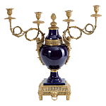 Подсвечник из темно-синего фарфора на бронзовой подставке с фигурками ангелов и декоративными ручками Eden Garden варинант исполнения - 1 | Loft Concept в Твери