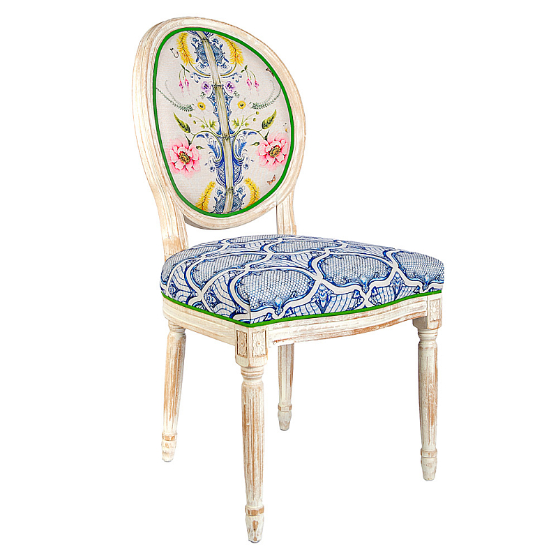 Стул Blue Flower Waltz Stool Бежевый Мульти Синий Стул Blue Flower Waltz Stool Бежевый Мульти Синий в Твери | Loft Concept