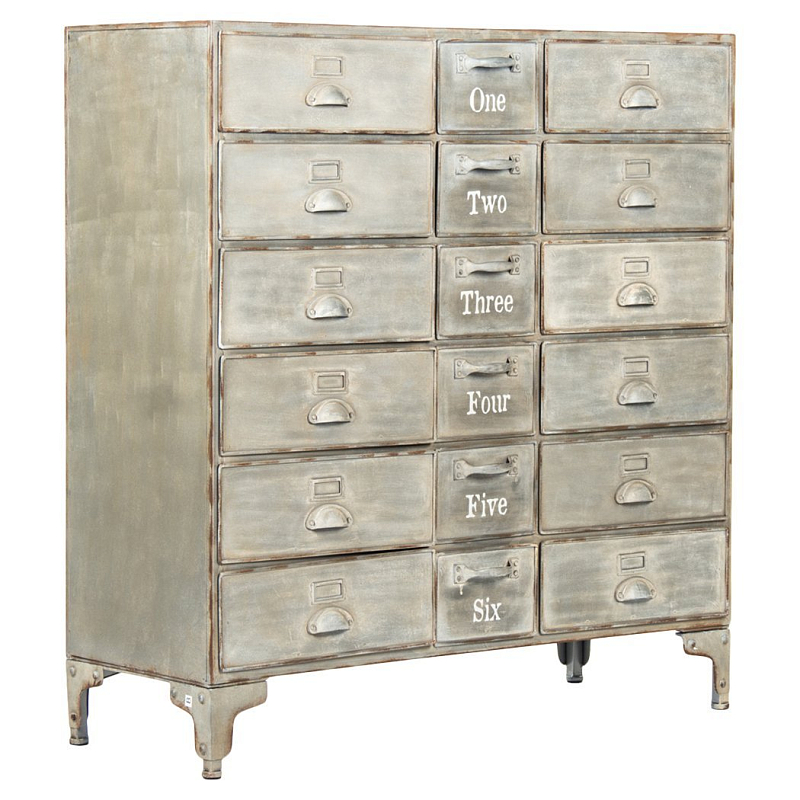 Комод металлический в стиле лофт Oscar Drawer Cabinet Серебряный Комод металлический в стиле лофт Oscar Drawer Cabinet Серебряный в Твери | Loft Concept