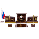 Настольный письменный набор с часами и визитницами из природного камня обсидиана Royal Present варинант исполнения - 1 | Loft Concept в Твери