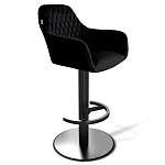 Барный стул вращающийся со спинкой и подлокотниками Douglas Rhombus Черный Велюр варинант исполнения - 1 | Loft Concept в Твери