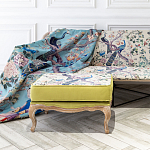 Банкетка из массива бука с изображением птиц и цветов Beige Green Chinoiserie Garden Banquette варинант исполнения - 3 | Loft Concept в Твери