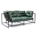 Диван Лофт Натуральная Винтажная кожа Зеленый Two Seat Encounter Leather Sofa варинант исполнения - 2 | Loft Concept в Твери