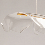 Люстра линейная с 3-мя белыми волнистыми плафонами Wave Line варинант исполнения - 8 | Loft Concept в Твери