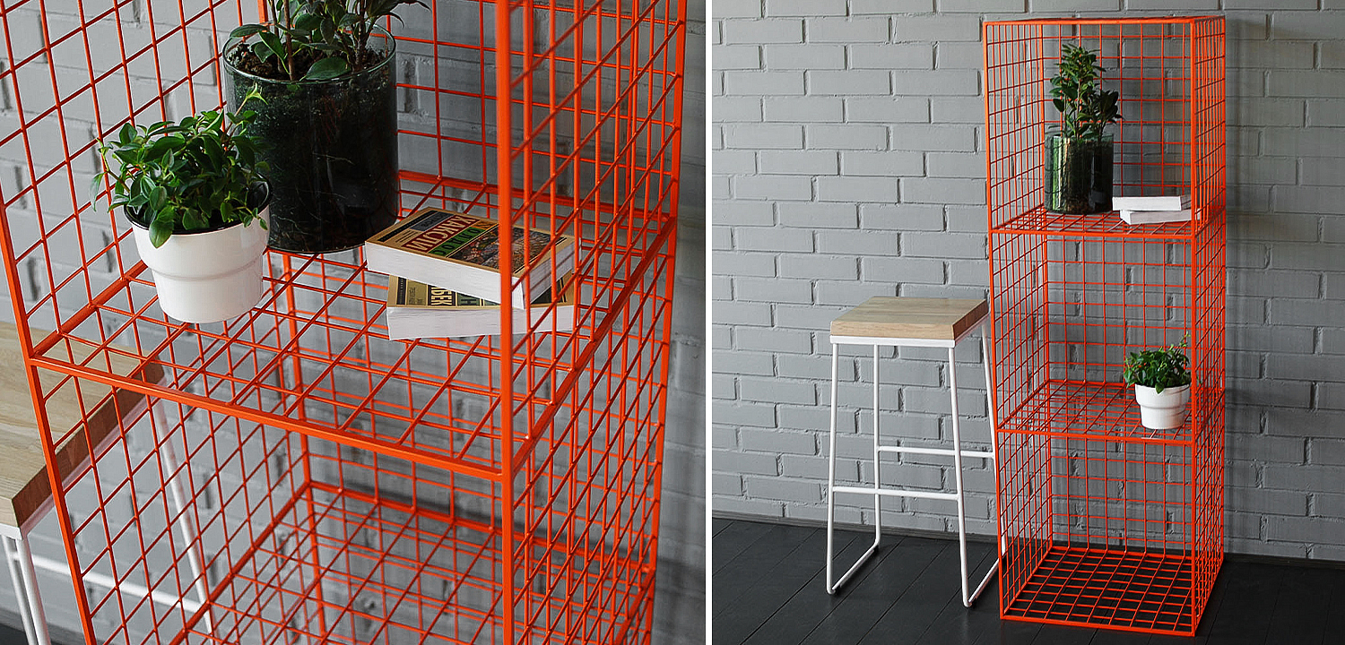 Стеллаж Carney Orange Industrial Metal Rust Rack Стеллаж Carney Orange Industrial Metal Rust Rack - Loft-Concept в Твери