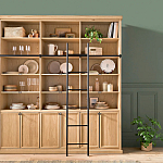 Книжный шкаф из массива сосны с металлической лестницей Burton Wood Cabinet варинант исполнения - 8 | Loft Concept в Твери