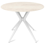 Стол обеденный с круглой столешницей из керамики на четырех белых ножках Sand Ceramics варинант исполнения - 1 | Loft Concept в Твери