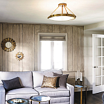 Потолочный светильник цвета латунь с плоским круглым плафоном Hinkley варинант исполнения - 2 | Loft Concept в Твери