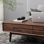 Кофейный стол из массива дерева с выдвижными ящиками Coffee Walnut Table варинант исполнения - 5 | Loft Concept в Твери