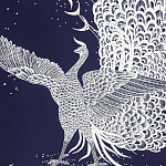 Обои ручная роспись в стиле Арт-деко Whistler Peacocks Special Colourway on Empire Blue dyed silk варинант исполнения - 2 | Loft Concept в Твери