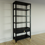 Стеллаж Elsa Dreams Black со стеклянными полками и ящиком варинант исполнения - 1 | Loft Concept в Твери