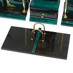 Настольный письменный набор из змеевика тёмно-зелёного цвета с декором в виде орла Successful Leader варинант исполнения - 4 | Loft Concept в Твери