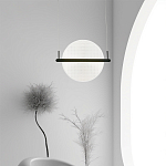 Светодиодный подвесной светильник круглой формы с металлическим черным каркасом Marble Glow варинант исполнения - 5 | Loft Concept в Твери