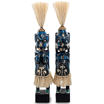 Комплект из 2-х деревянных статуэток Asmat Straw Headdress Statuettes Dark Blue варинант исполнения - 4 | Loft Concept в Твери