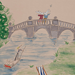 Обои ручная роспись Promenade Special Colourway on pink painted Xuan paper варинант исполнения - 1 | Loft Concept в Твери