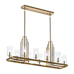 Люстра прямоугольная цвета латунь с прозрачными рифлеными цилиндрическими плафонами Kichler варинант исполнения - 2 | Loft Concept в Твери