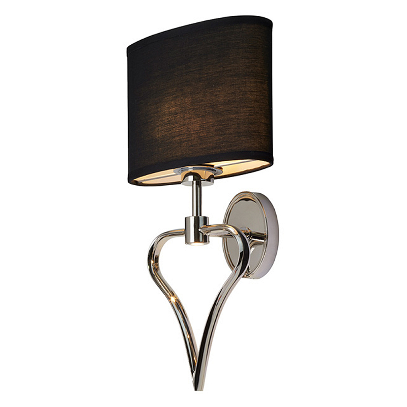 Бра для ванных комнат с черным тканевым абажуром овальной формы и декоративной вставкой в форме сердца Elstead Lighting Черный Хром в Твери | Loft Concept 