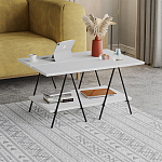 Стол журнальный с белой прямоугольной столешницей и полкой ESSEL WHITE варинант исполнения - 2 | Loft Concept в Твери