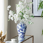 Ваза с бело-синей росписью и изображением цветов Blue & White Ornament варинант исполнения - 4 | Loft Concept в Твери