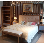 Кровать из массива бука с мягким изголовьем Tasteful Furniture варинант исполнения - 2 | Loft Concept в Твери