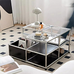 Дизайнерский журнальный стол квадратный с полками Akydy варинант исполнения - 1 | Loft Concept в Твери