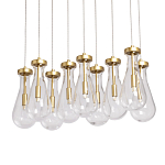 Люстра с 9-ю прозрачными стеклянными плафонами в форме капли Lucid Rain  варинант исполнения - 1 | Loft Concept в Твери