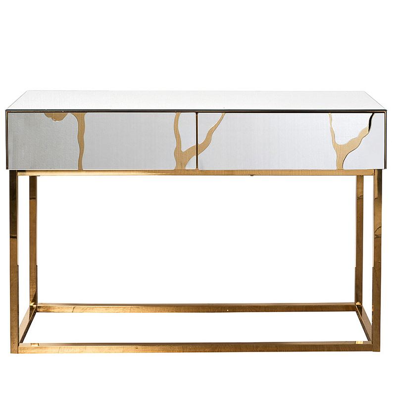 Консоль с ящиками зеркальная с золотым декором Gold Painted Mirror Console Зеркало Золотой Консоль с ящиками зеркальная с золотым декором Gold Painted Mirror Console Зеркало Золотой в Твери | Loft Concept