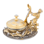 Икорница с декором "Емеля" с гравировкой на подставке из натурального камня Агат Decorative Cavair Dishes варинант исполнения - 3 | Loft Concept в Твери