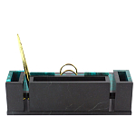 Настольный письменный набор из змеевика с часами и календарницей Successful Leader варинант исполнения - 3 | Loft Concept в Твери