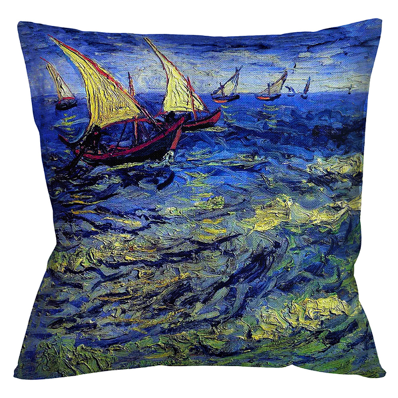 Подушка декоративная Корабли Impressionism in Art Мульти Бежевый в Твери | Loft Concept 