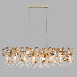 Люстра линейная с подвесками в форме монеток и золотистыми круглыми элементами из металла в виде лепестков FAIRYTREE Light варинант исполнения - 4 | Loft Concept в Твери