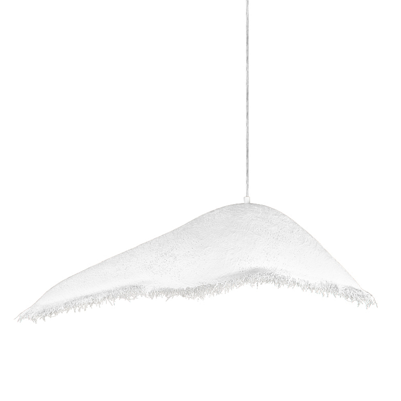 Подвесной светильник с асимметричным волнообразным абажуром и фактурной бахромой по краю Tactile Line Белый в Твери | Loft Concept 