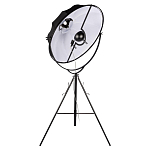 Торшер в виде прожектора с круглым тканевым абажуром на треноге черного цвета Radiance Éclat варинант исполнения - 2 | Loft Concept в Твери