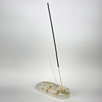 Подставка под благовония из эпоксидной смолы с цветами белая Epoxy Resin Flowers Incense Oval Stand White варинант исполнения - 3 | Loft Concept в Твери