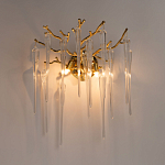 Бра золотого цвета с разветвленными ветвями и длинными прозрачными подвесками в форме стеклянных сосулек Droplet Chandelier варинант исполнения - 2 | Loft Concept в Твери