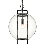 Подвесной светильник в форме шара из прозрачного стекла на линейном черном каркасе  Glass Ball with Seeds варинант исполнения - 2 | Loft Concept в Твери
