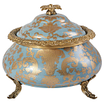 Шкатулка голубого цвета с золотым растительным узором Eden Garden варинант исполнения - 1 | Loft Concept в Твери