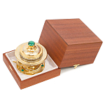 Икорница c декором "Три стерлядки" с гравировкой и натуральным камнем Малахит Decorative Cavair Dishes варинант исполнения - 3 | Loft Concept в Твери