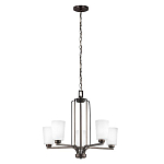 Люстра бронзового цвета с 5-ю матовыми стеклянными плафонами Generation Lighting варинант исполнения - 2 | Loft Concept в Твери