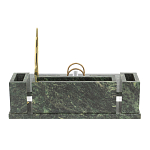 Настольный письменный набор из змеевика с подставкой под календарь и часами Successful Leader варинант исполнения - 3 | Loft Concept в Твери