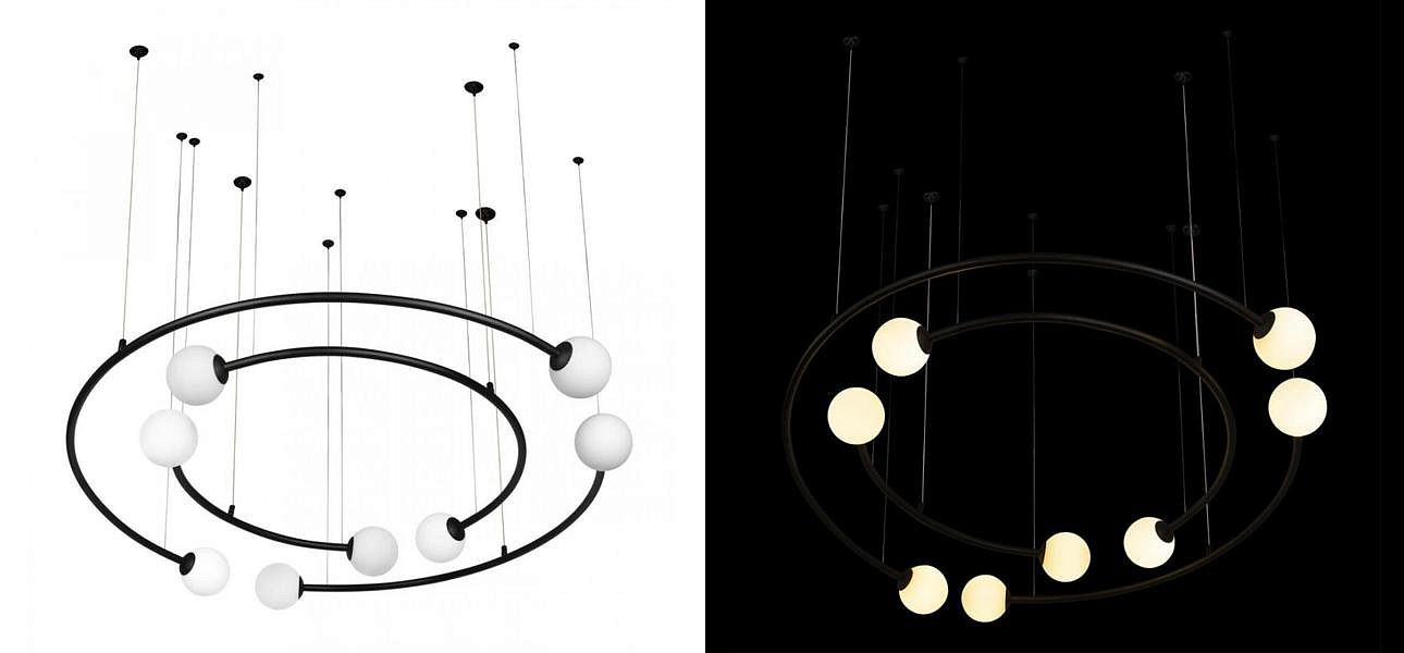 Дизайнерская Модульная Люстра PLANETARY two rings Black 100 см Дизайнерская Модульная Люстра PLANETARY two rings Black 100 см - Loft-Concept в Твери