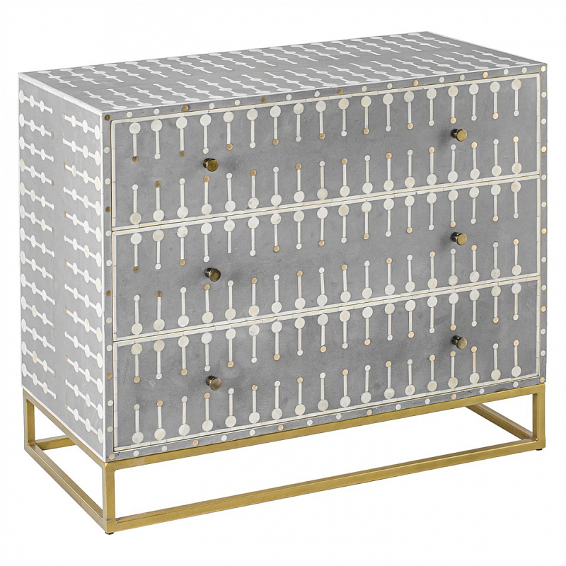 Комод серый кость BONE INLAY 3 DRAWER Белый Серый Комод серый кость BONE INLAY 3 DRAWER Белый Серый в Твери | Loft Concept