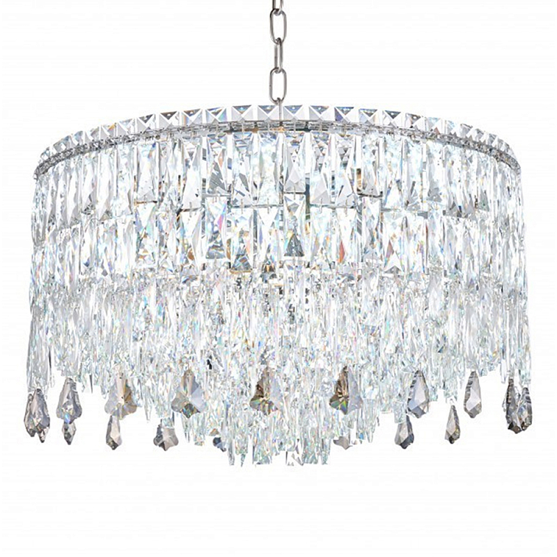 Люстра круглая с хрустальными подвесками на серебряном каркасе Roul Crystal Light Хром Прозрачный Люстра круглая с хрустальными подвесками на серебряном каркасе Roul Crystal Light Хром Прозрачный в Твери | Loft Concept