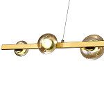 Люстра светодиодная линейная с 6-ю круглыми плафонами коньячного цвета Iona Chandelier Brass  варинант исполнения - 2 | Loft Concept в Твери