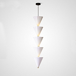 Подвесной светильник светодиодный в виде ряда белых металлических конусов  Herringbone варинант исполнения - 3 | Loft Concept в Твери